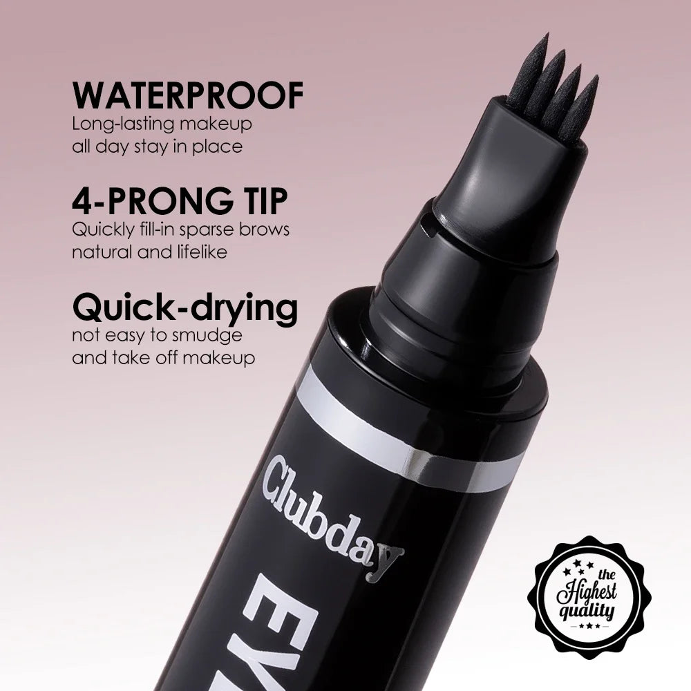 Clubday 4-Prong Eyebrow Pen – Waterproof Wild Brow Effect Eyebrow Pen QXL