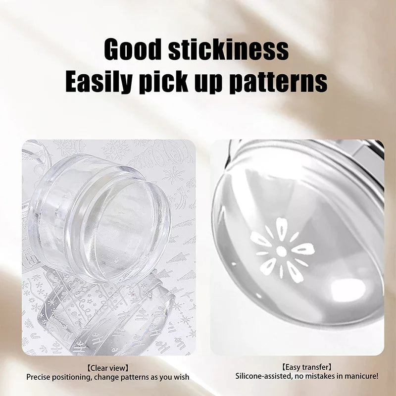 Transparent Jelly Nail Stamper & Scraper | French Tip Tool Nail Art Stamper QXL