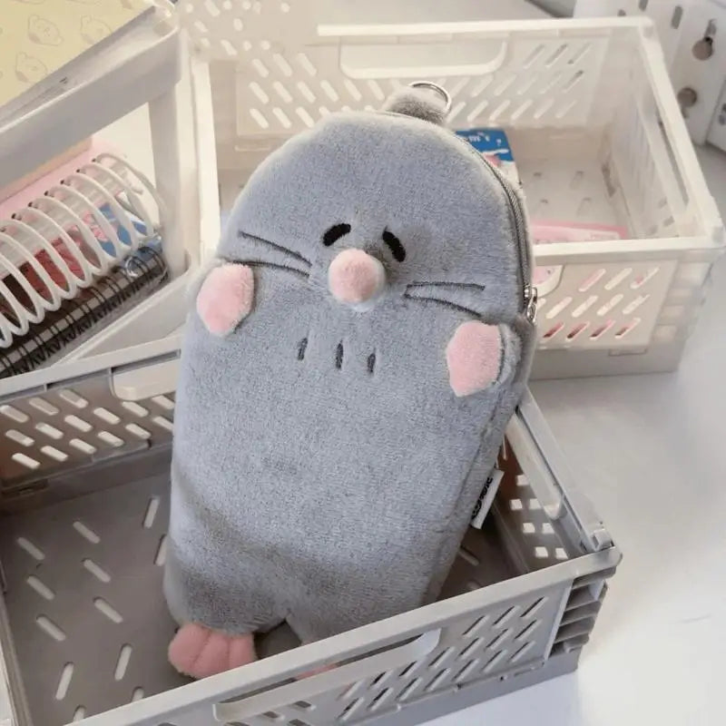 Cute Mole Plush Pencil Case | Large Capacity Student Organizer Plush Pencil Case QXL