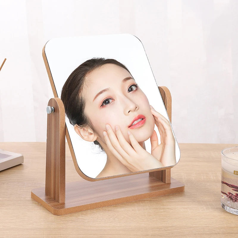 360° Rotating Makeup Mirror with Wood Stand | Vanity Mirror Vanity Makeup Mirror QXL