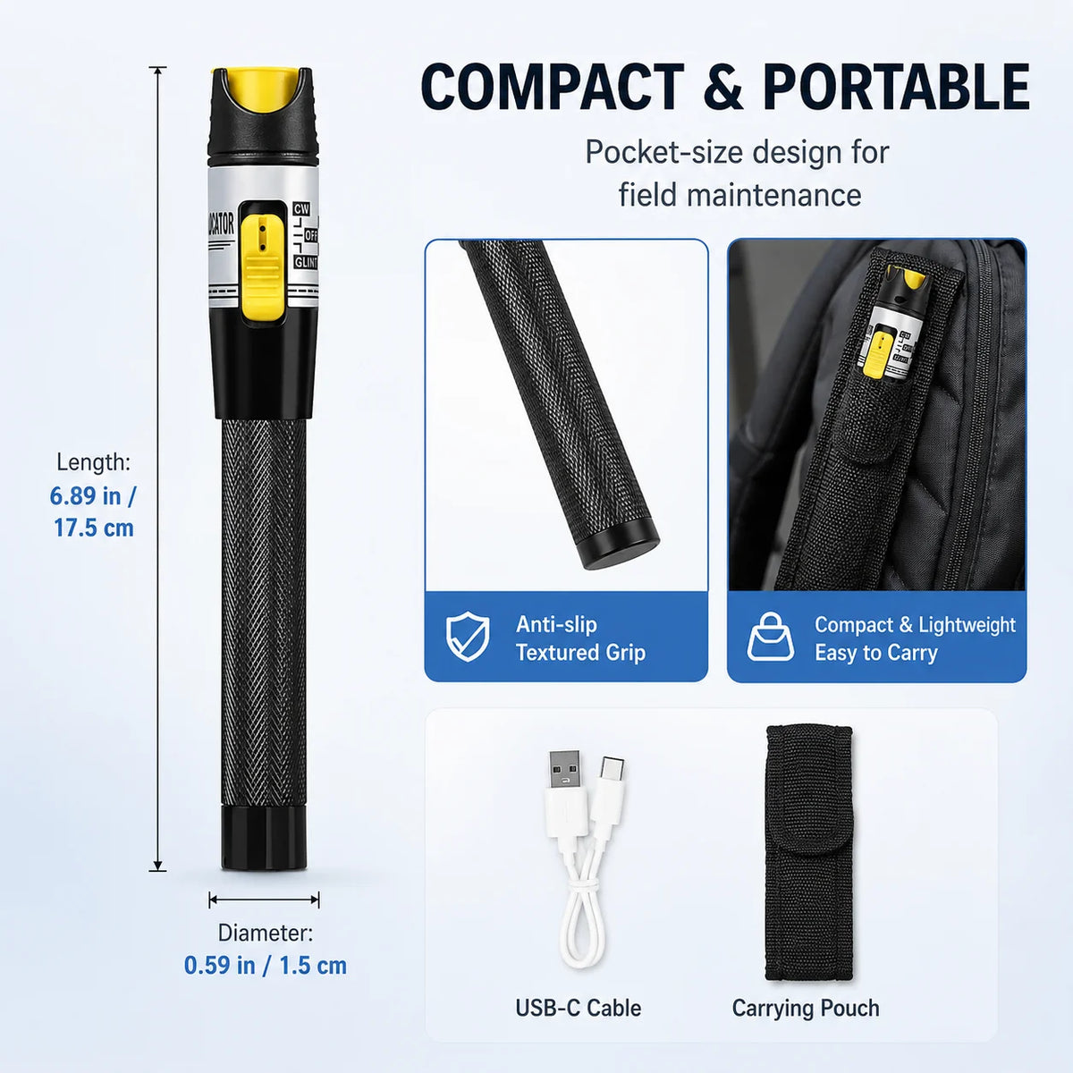 K-C15 50KM Visual Fault Locator | 650nm Fiber Optic Tester Fiber Optic Tester QXL