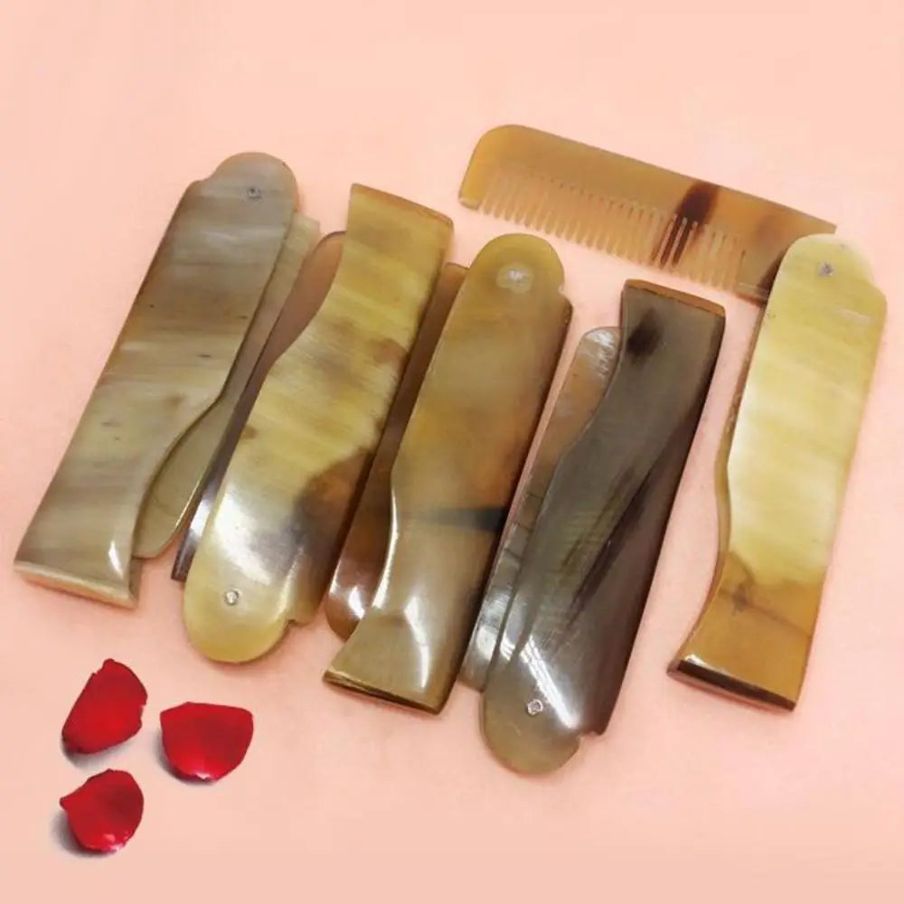 2-Pack Foldable Ox Horn Pocket Comb | Anti-Static Travel Comb Foldable Hair Comb QXL