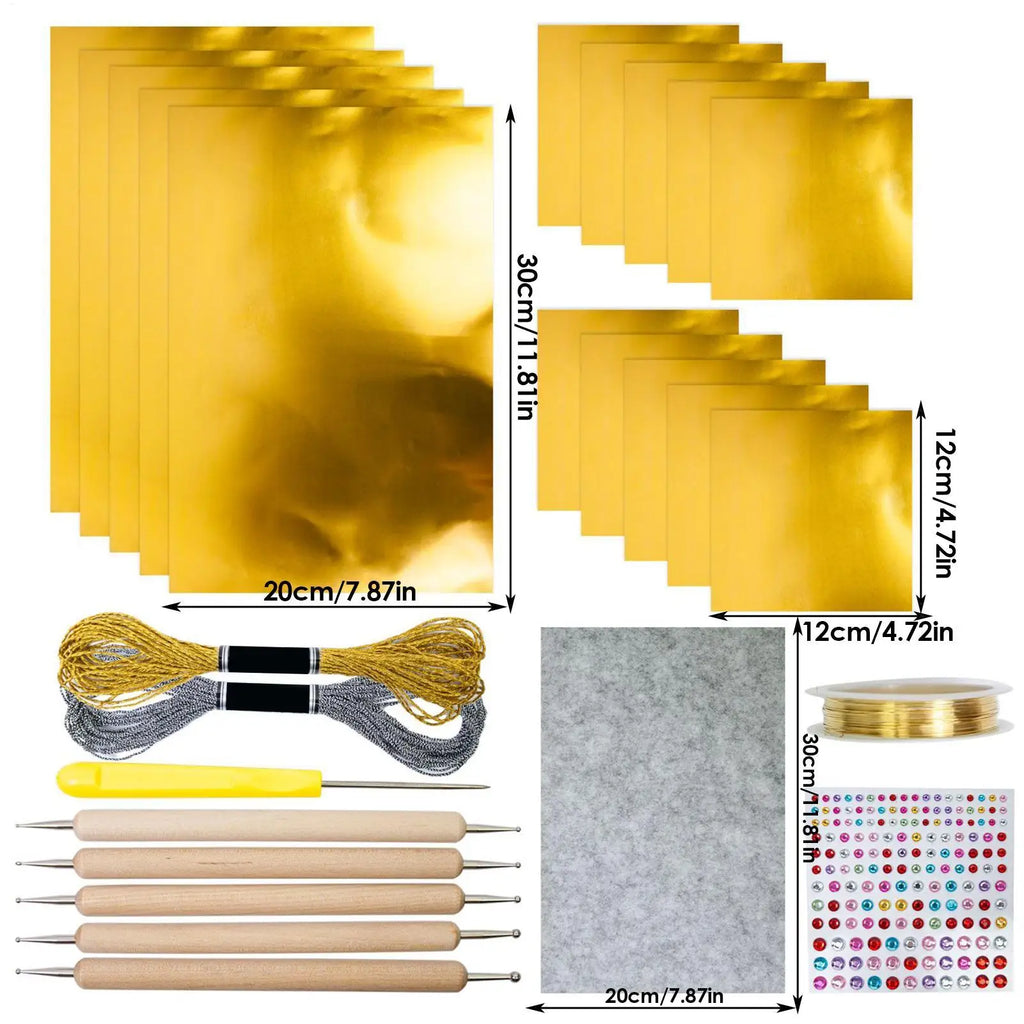 Foil Paper Craft Kit – Gold & Silver Christmas Engraving Art Foil Art Craft Kit QXL