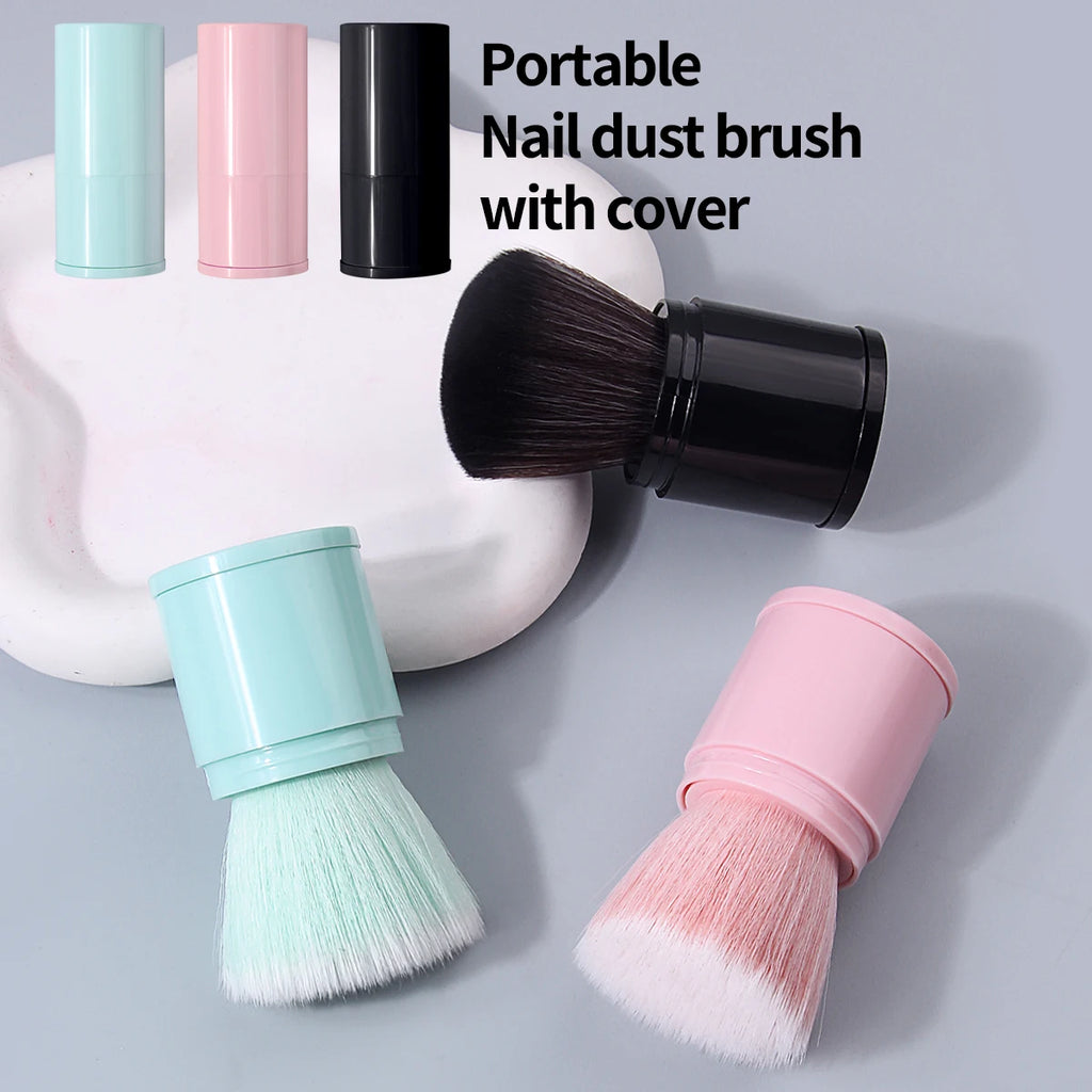 Portable Nail Dust Brush with Cover | Soft Fluffy Bristles Nail Dust Brush QXL MULTI