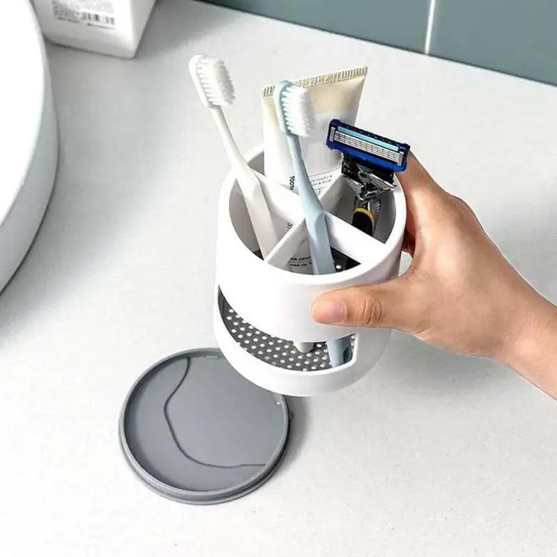 Toothbrush & Toothpaste Holder with 2 Cups | Bathroom Organizer Toothbrush Holder QXL