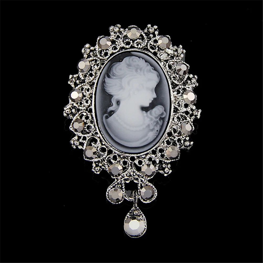 Vintage Victorian Crystal Cameo Brooch Pin for Women | Wedding Brooch Pin QXL