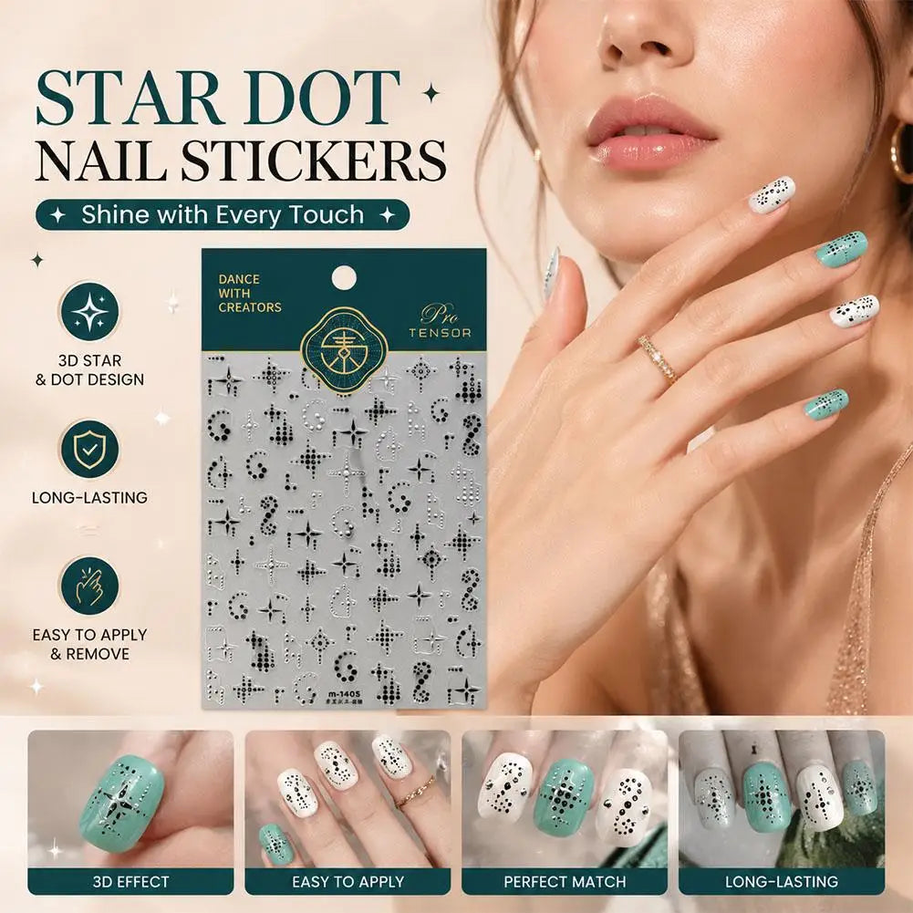 Starry Polka Dot Nail Stickers | Self-Adhesive Nail Art Decals Nail Art Stickers QXL