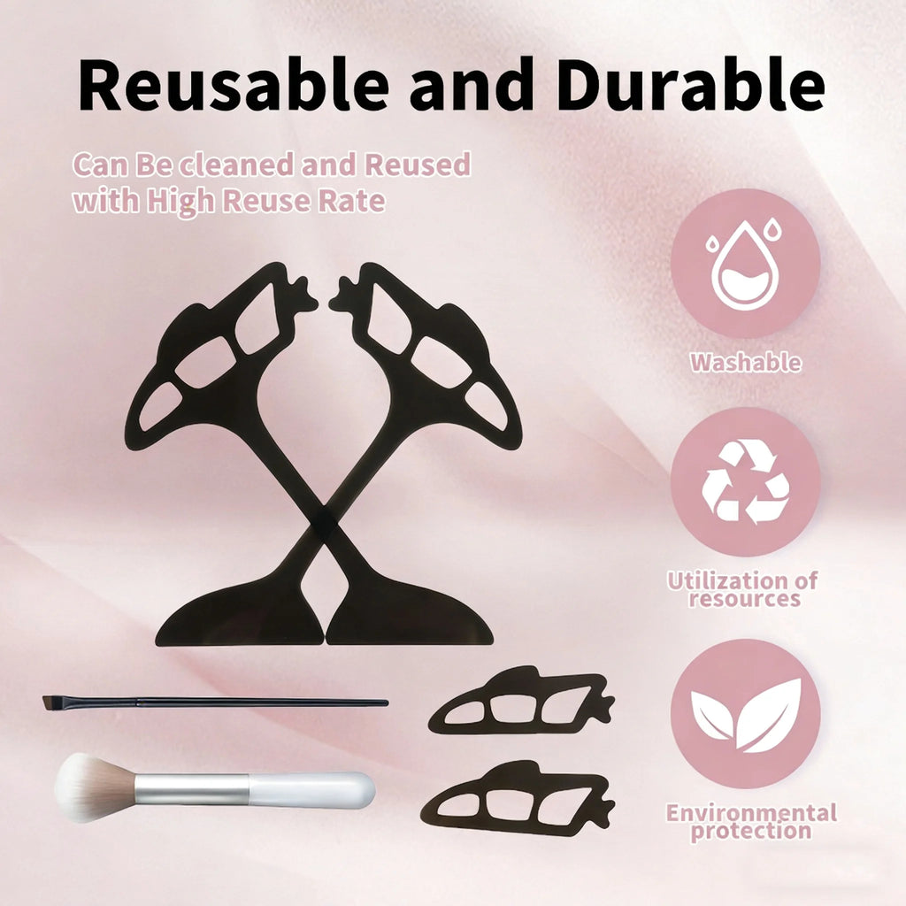 6-Pc Reusable Eyeshadow Stencil & Brush Set | Beginner Kit Eyeshadow Stencil Set QXL