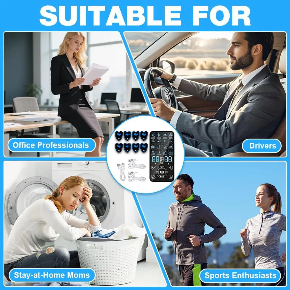 TENS & EMS Muscle Stimulator | 16 Modes, Dual Channel Massager Muscle Stimulator QXL