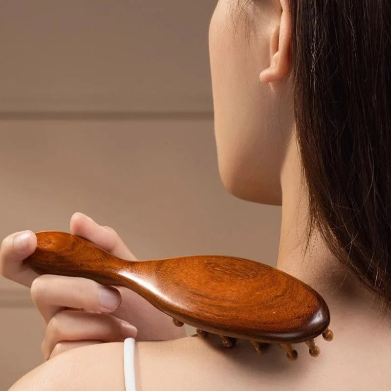 Natural Sandalwood Scalp Massager Comb | Gua Sha Tool Scalp Massage Comb QXL