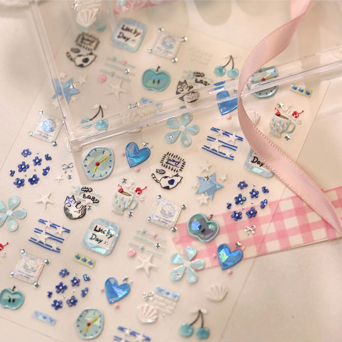 5D Nail Art Stickers – Kitten Floral Self-Adhesive Decals Nail Art Stickers QXL