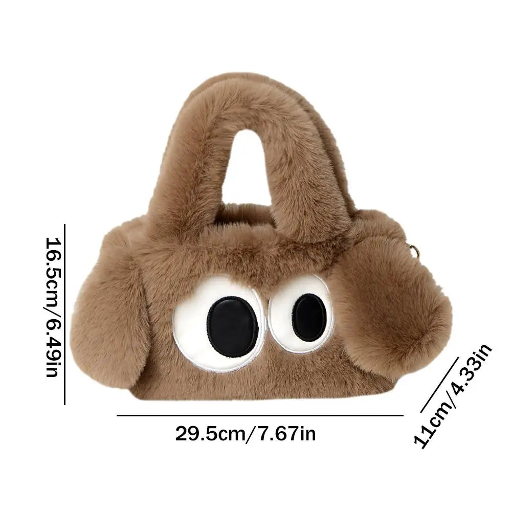 Kawaii Big Eye Plush Crossbody Bag | Y2K Cute Shoulder Purse Plush Crossbody Bag QXL