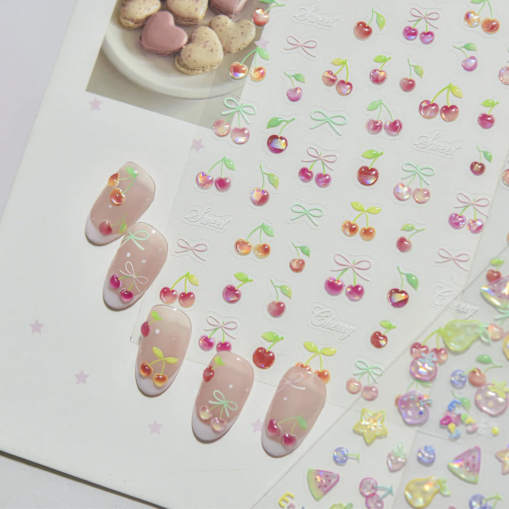 5D Iridescent Jelly Fruit Nail Stickers – Self-Adhesive Decals Nail Art Stickers QXL
