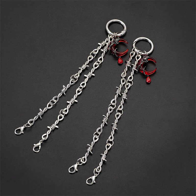 Gothic Punk Double Thorn Shoe Chain | Detachable DIY Decor Shoe Decor Chain QXL