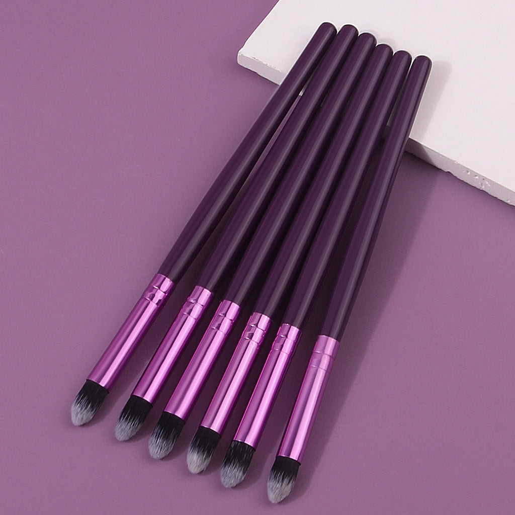 6-Piece Purple Wooden Handle Soft Makeup Brush Set Makeup Brush Set QXL
