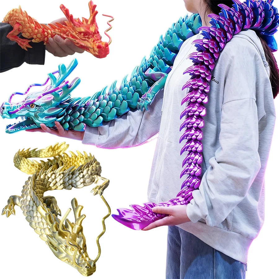 3D Printed Articulated Dragon Figurine 30–90cm | Collectible Dragon Figurine QXL