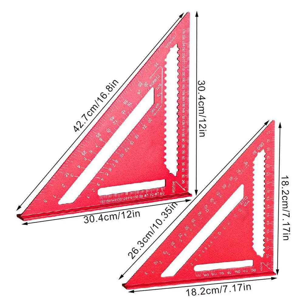 Aluminum Alloy Woodworking Triangle Ruler | Dual-Scale Square Woodworking Square QXL