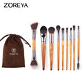 9-Piece Walnut Makeup Brush Set – Blush, Eye & Concealer Makeup Brush Set QXL Makeup brush set
