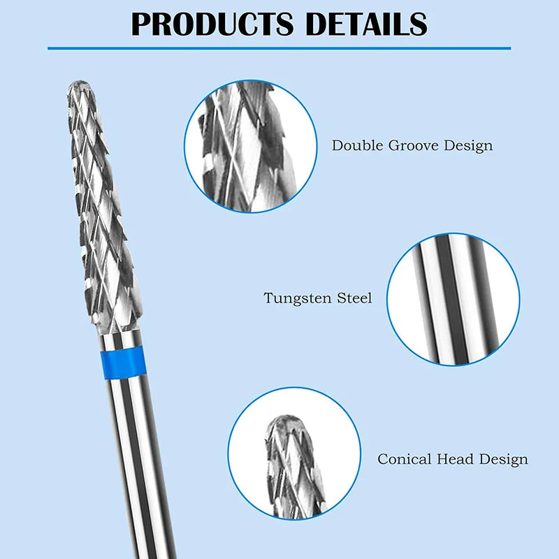 3/32 Conical Tungsten Carbide Nail Drill Bit – Medium Grit Nail Drill Bit QXL