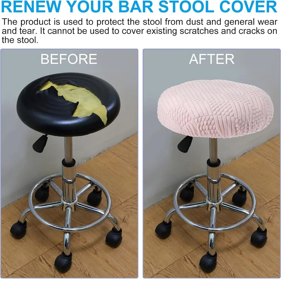 Round Stretch Bar Stool Covers | Elastic Seat Covers 1–4 Pack Bar Stool Cover QXL