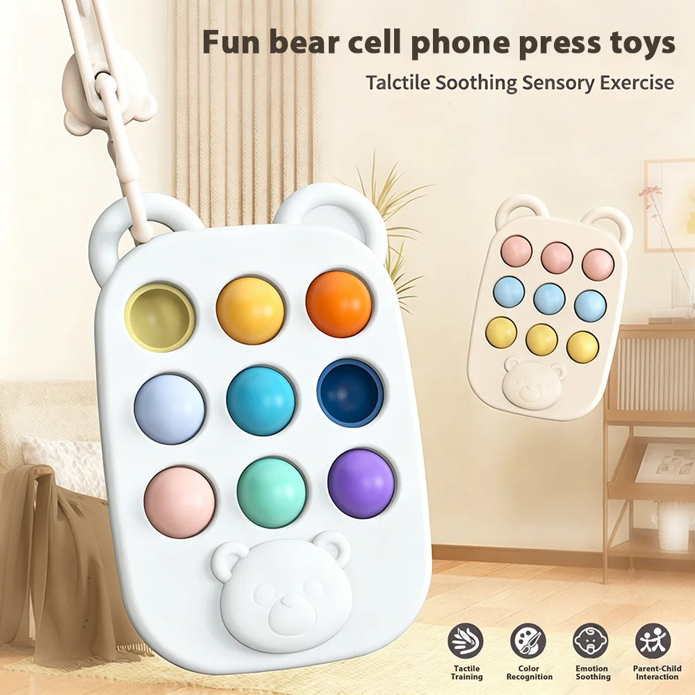 Bear Pop It Fidget Toy | 9-Button Silicone Sensory Toy for Toddlers Silicone Sensory Toy QXL