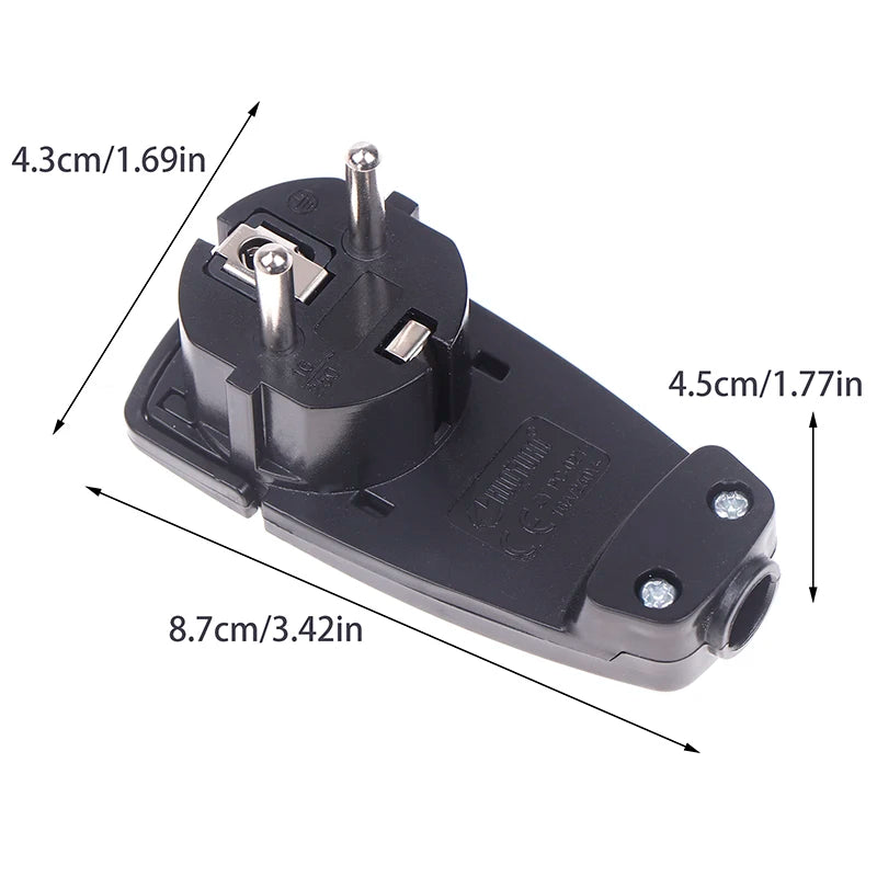 Extra Flat EU Plug Adapter 250V 16A | Folding Handle & Kink Guard Socket Plug Adapter QXL