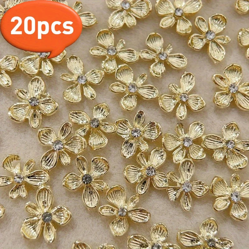 20-Pack Mini Flower Nail Charms with Rhinestones | DIY Nail Art Nail Art Charms QXL 20pcs