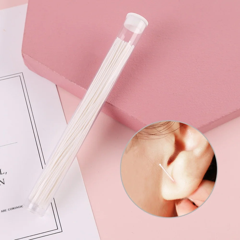 60-Pack Disposable Ear Piercing Hole Cleaning Floss Threads Ear Piercing Cleaner QXL