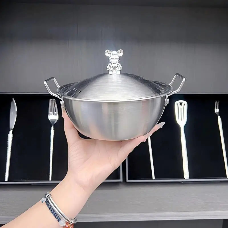 201 Stainless Steel Bowl with Double Handles | Noodle & Salad Stainless Steel Bowl QXL