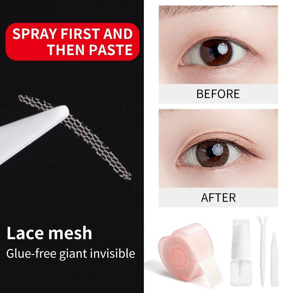 Double Fold Eyelid Tape & Invisible Lace Eyelash Extension Kit Eyelid Tape & Lash Kit QXL