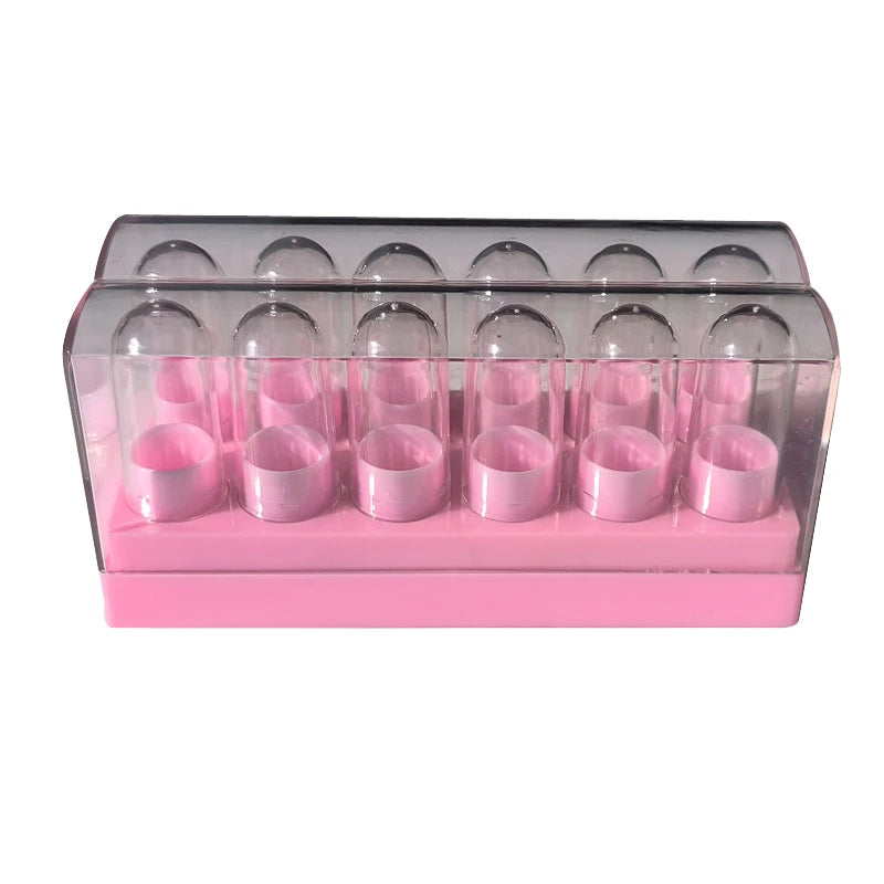 12-Pack Empty Lipstick Tubes & Lip Balm Containers + Storage Box Lipstick Tube Set QXL Pink