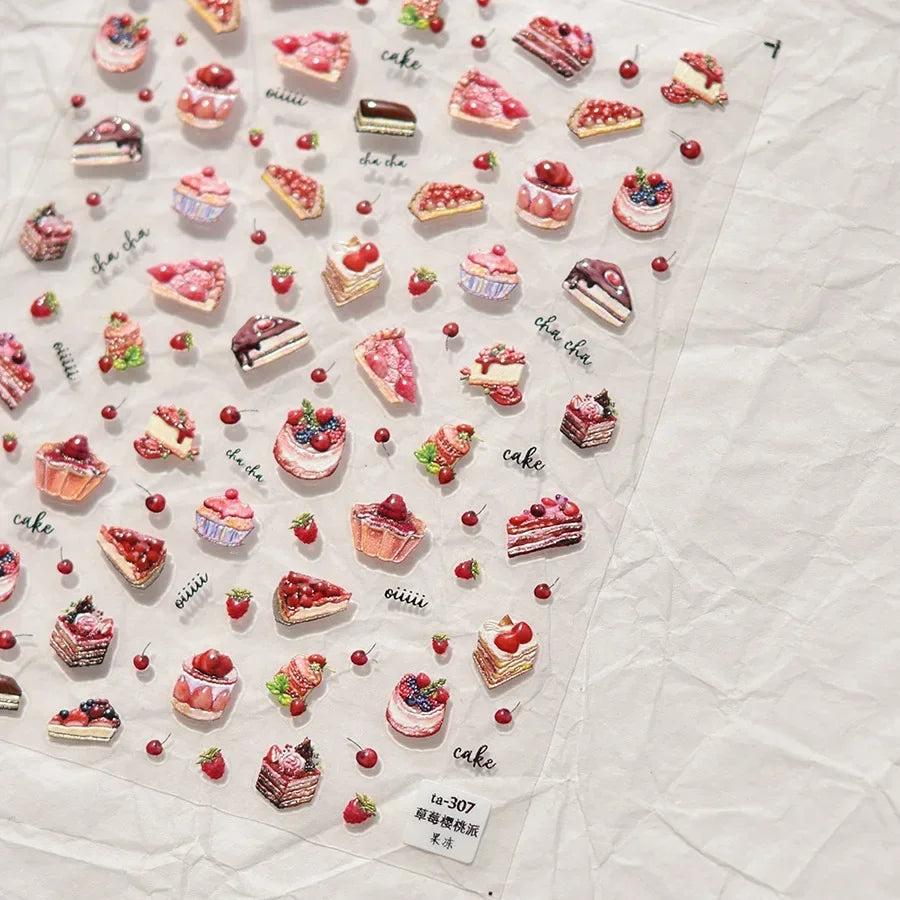 5D Kawaii Nail Art Stickers | Jelly Dessert & Heart Decals Nail Art Stickers QXL