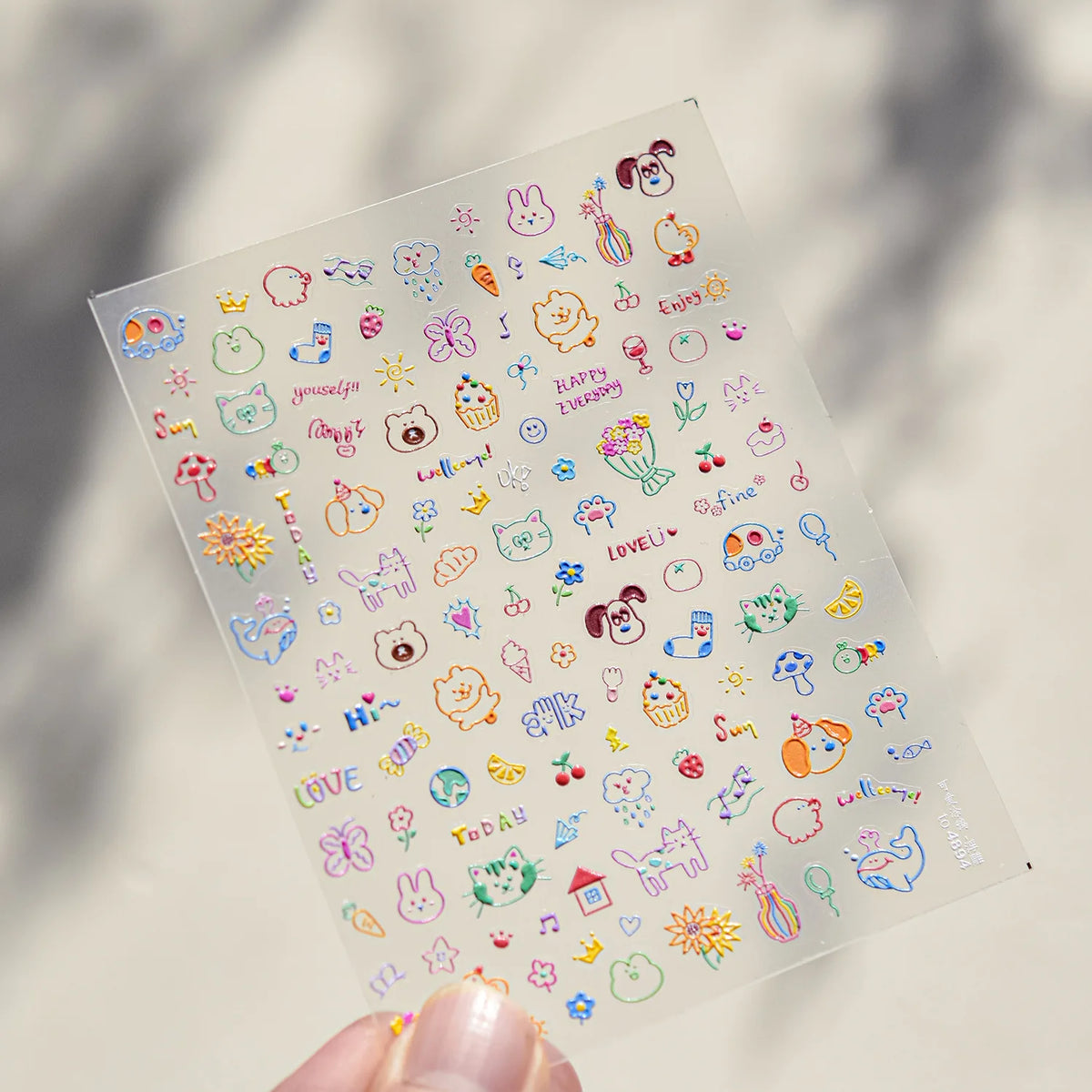 5D Embossed Nail Art Stickers | Cute Animal & Fruit Designs Nail Art Stickers QXL