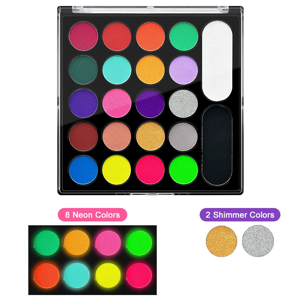 VERONNI 22-Color Face & Body Paint Kit | Halloween Cosplay Face & Body Paint Kit QXL