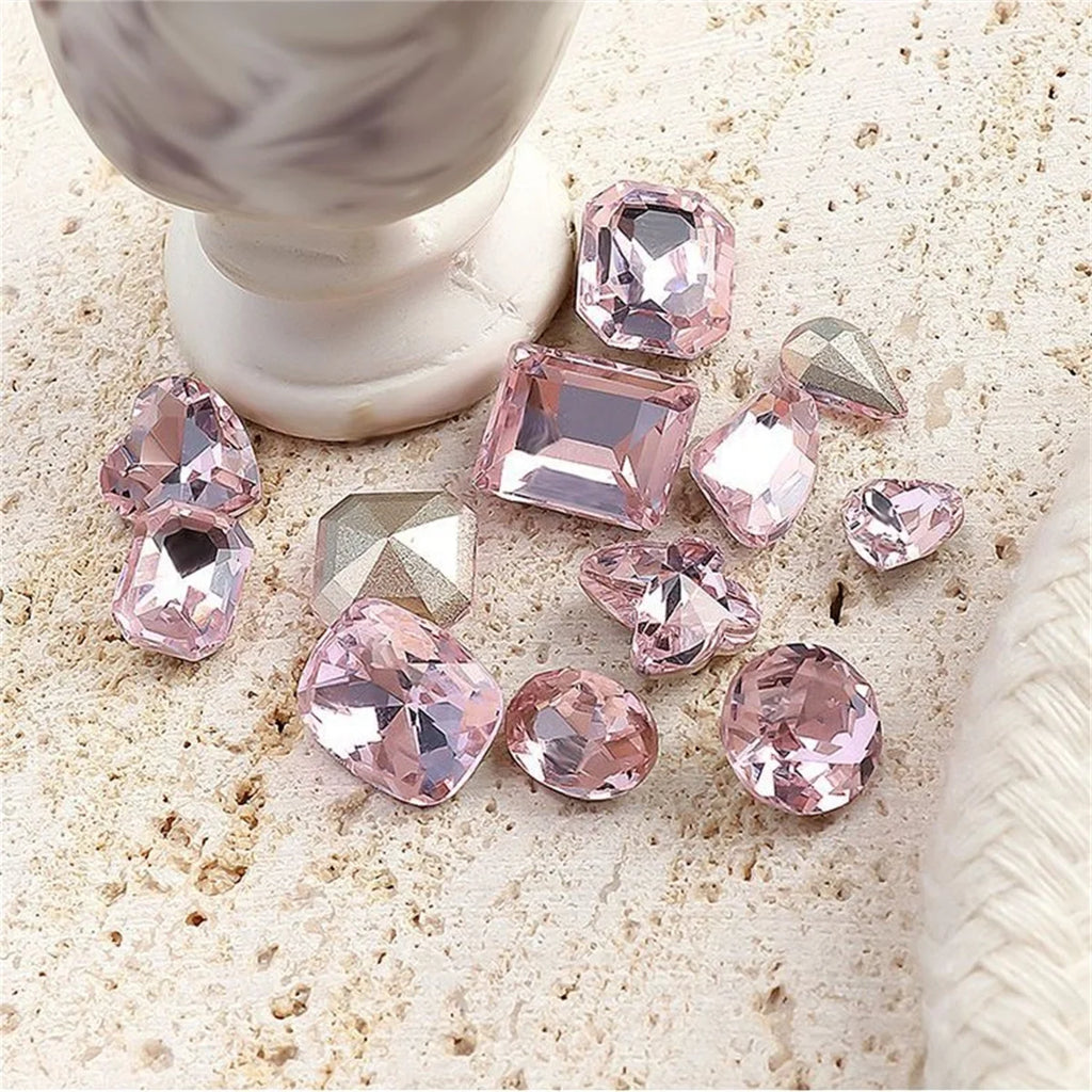 Pink Zircon Nail Rhinestone Charms | Crystal 3D Decorations Nail Rhinestone Charms QXL