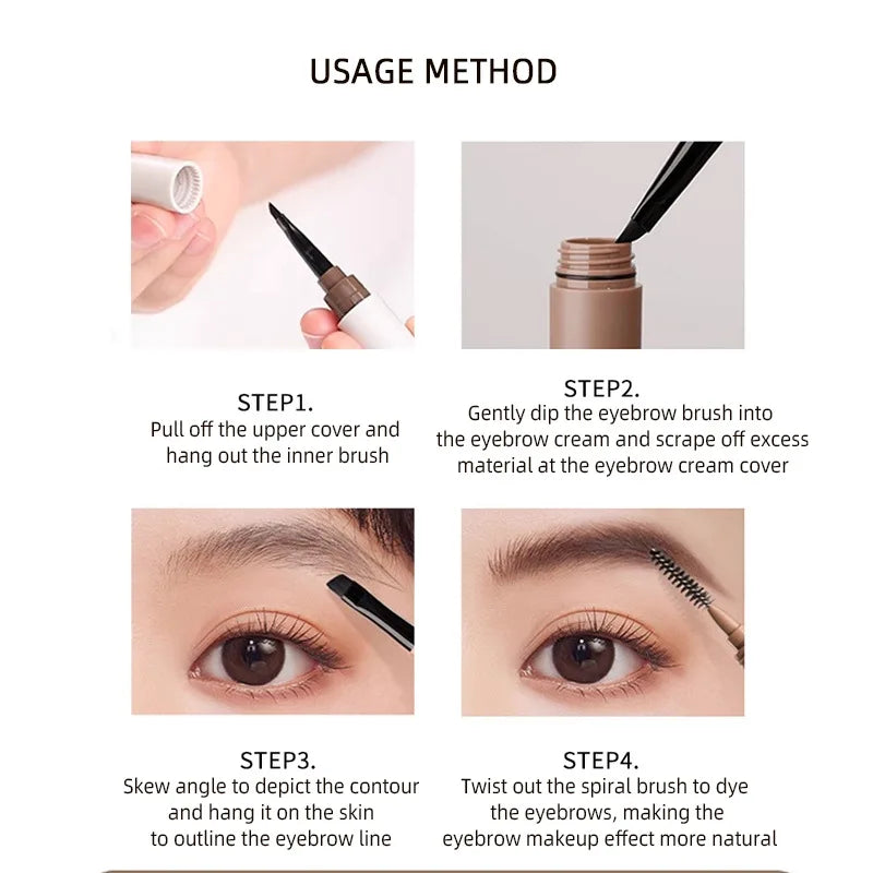 3-in-1 Waterproof Brow Pomade Pencil & Brush Kit Eyebrow Pomade Kit QXL