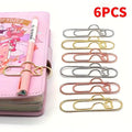 6-Pack Stainless Steel Notebook Clips with Pencil Holder Notebook Clip Set QXL Random colors 6pcs