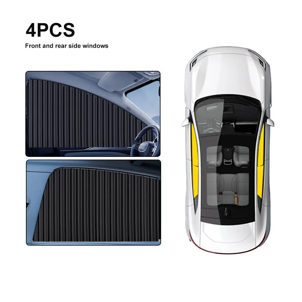 Retractable Car Side Window Sunshade Curtain – 2/4 Pack Car Window Sunshade QXL 4pcs black