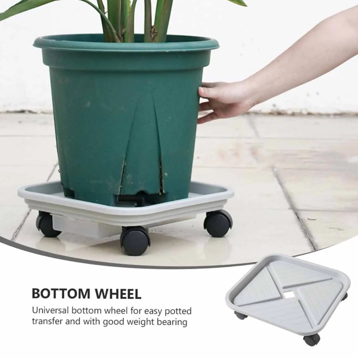 Rolling Plant Caddy with Drainage Tray & 4 Swivel Wheels Plant Pot Caddy QXL