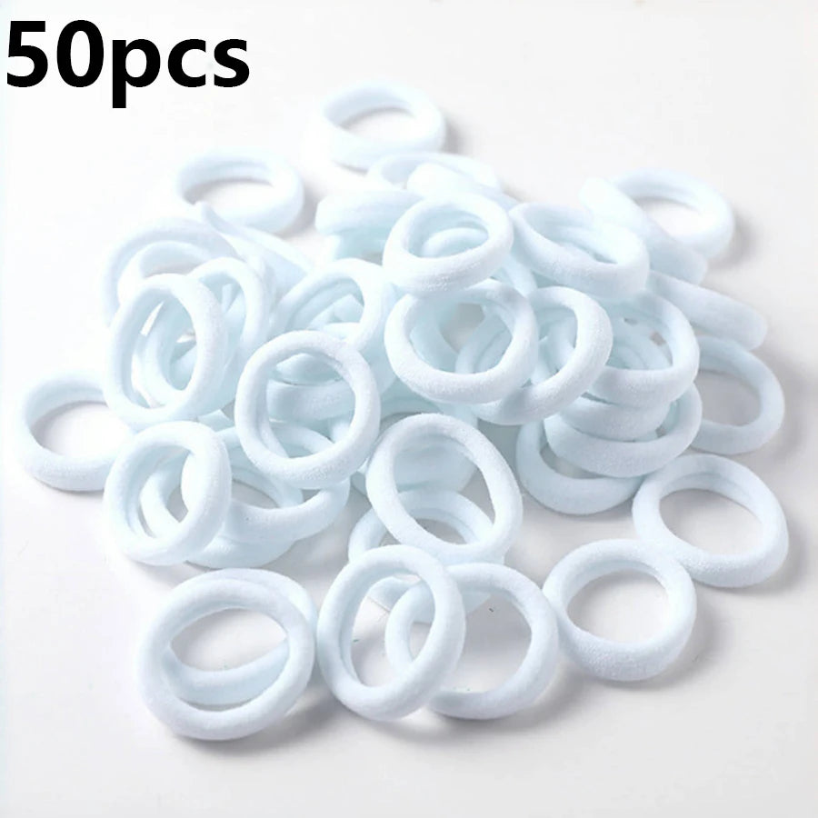 50-Pack Candy Color Nylon Scrunchies – Hair Ties for Women Scrunchie Hair Ties QXL M318 White 50PCS