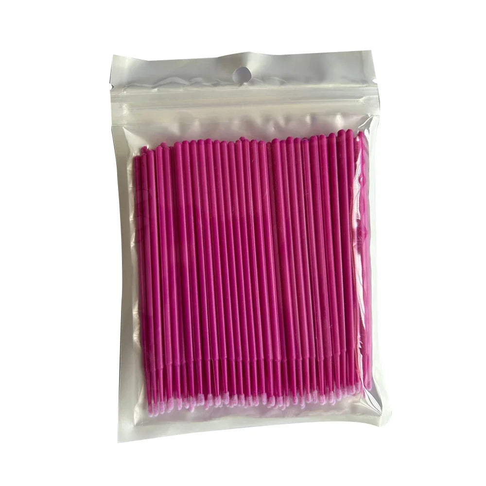 100-Pack Disposable Micro Brushes for Eyelash Extensions Lash Extension Brushes QXL M94 Red 100PCS