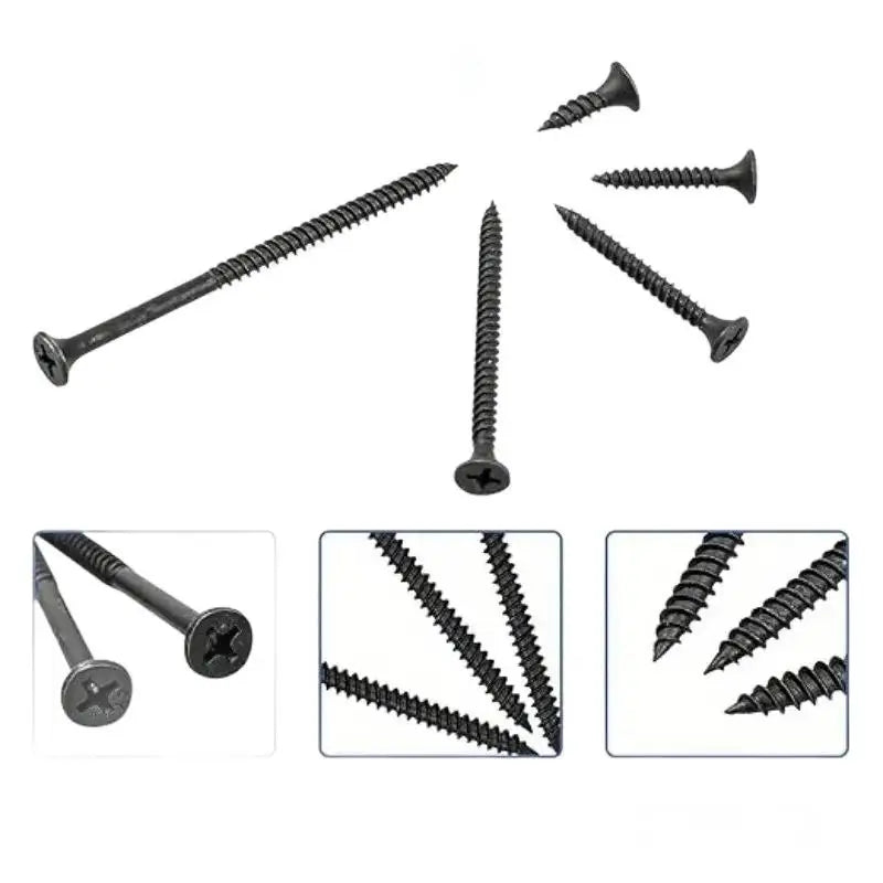 M2 Black Self-Tapping Screw Kit 400/800-Pc | Carbon Steel Screw Assortment Kit QXL