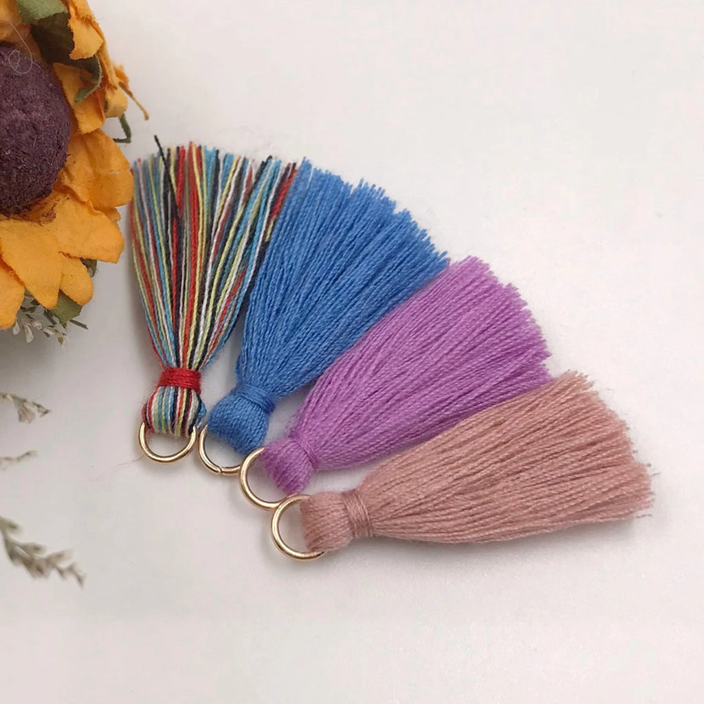 50-Pack Mini Rayon Tassel Charms 30mm with Jump Rings | Mixed Jewelry Tassel Charms QXL
