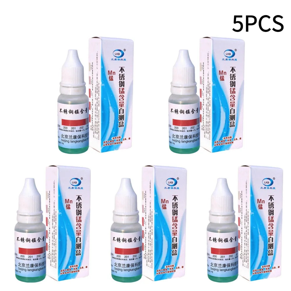304 Stainless Steel Test Solution – Grade ID Reagent 12ml Metal Testing Reagent QXL 5PCS