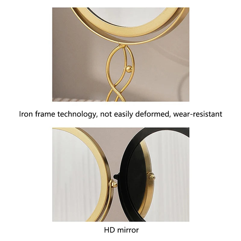 360° Rotating Desktop Vanity Mirror | Iron Frame Gold Black White Vanity Mirror QXL