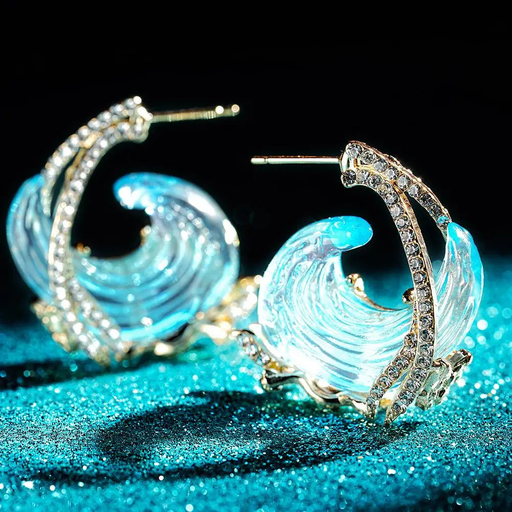 Ocean Wave Jewelry Set – Necklace, Earrings & Ring for Women Jewelry Set QXL