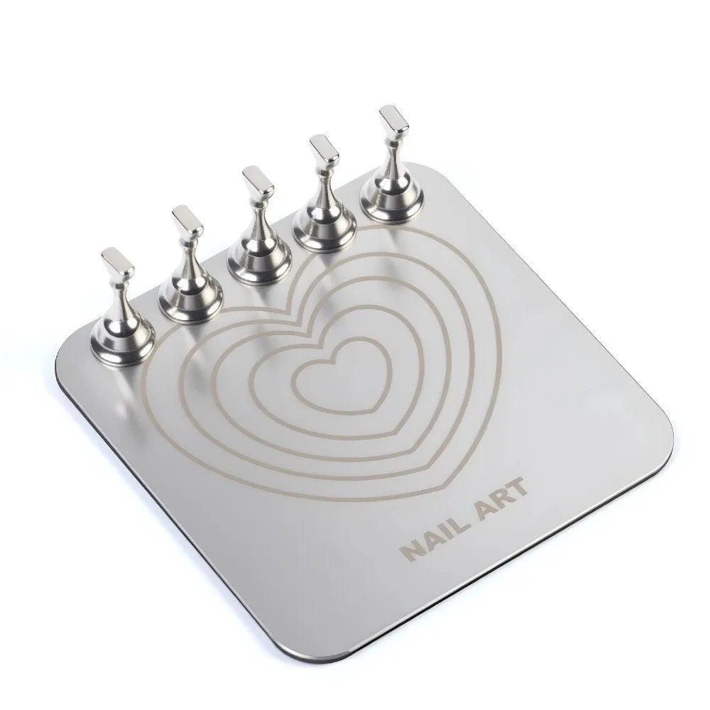 Heart 2-in-1 Nail Holder & Mixing Palette | Alloy Nail Stand Nail Art Stand QXL 2