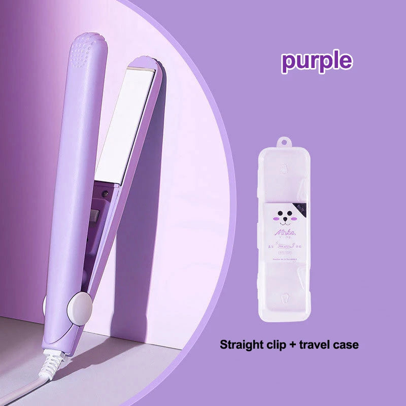 Mini 2-in-1 Hair Straightener & Curling Iron | Portable Mini Hair Styler QXL Purple