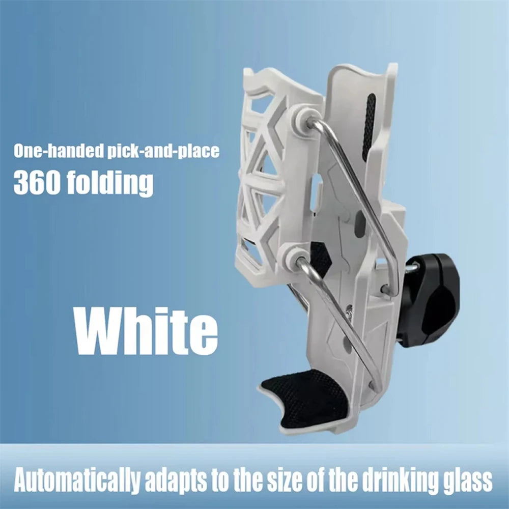 360° Motorcycle Handlebar Cup Holder | Universal Bottle Cage Handlebar Cup Holder QXL WHITE