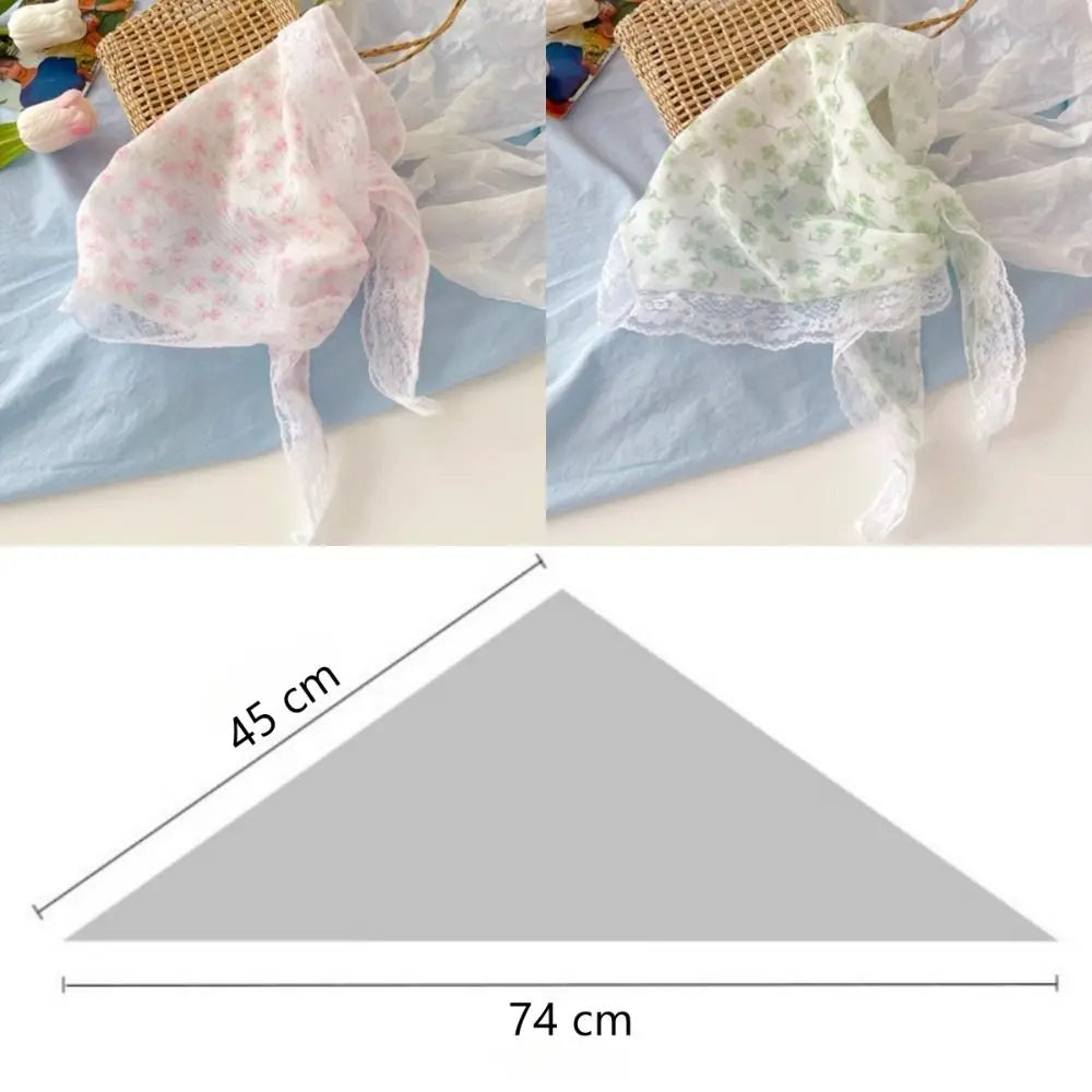 French Floral Triangle Scarf | Hair Turban Bandana for Women Hair Turban Scarf QXL
